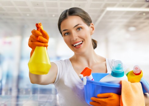 Office cleaning team preparing a Wimbledon workplace for the working day